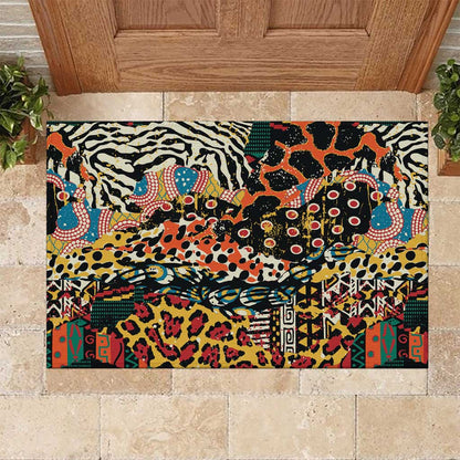African Mixed Wild Animal Skins Rubber Doormat
