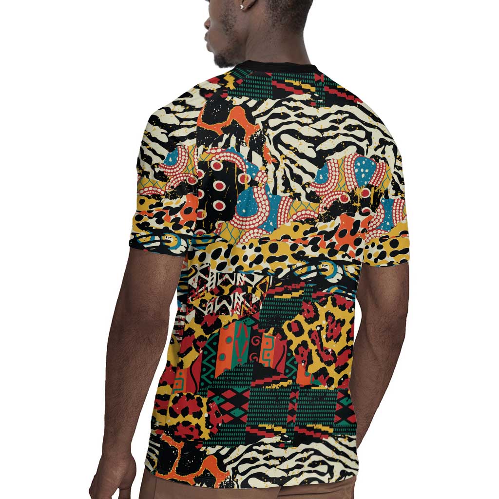 African Mixed Wild Animal Skins Rugby Jersey