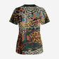 African Mixed Wild Animal Skins Scrub Top