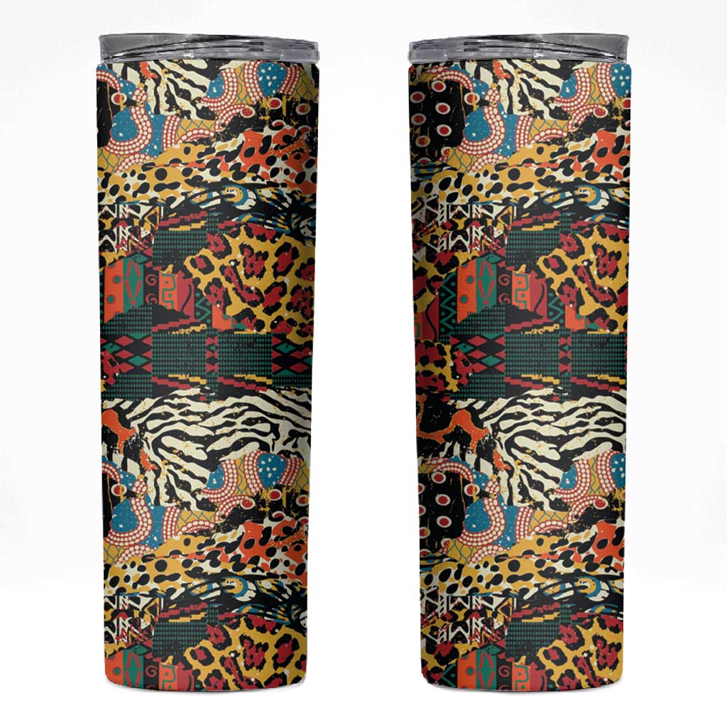 African Mixed Wild Animal Skins Skinny Tumbler