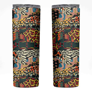 African Mixed Wild Animal Skins Skinny Tumbler