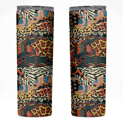 African Mixed Wild Animal Skins Skinny Tumbler