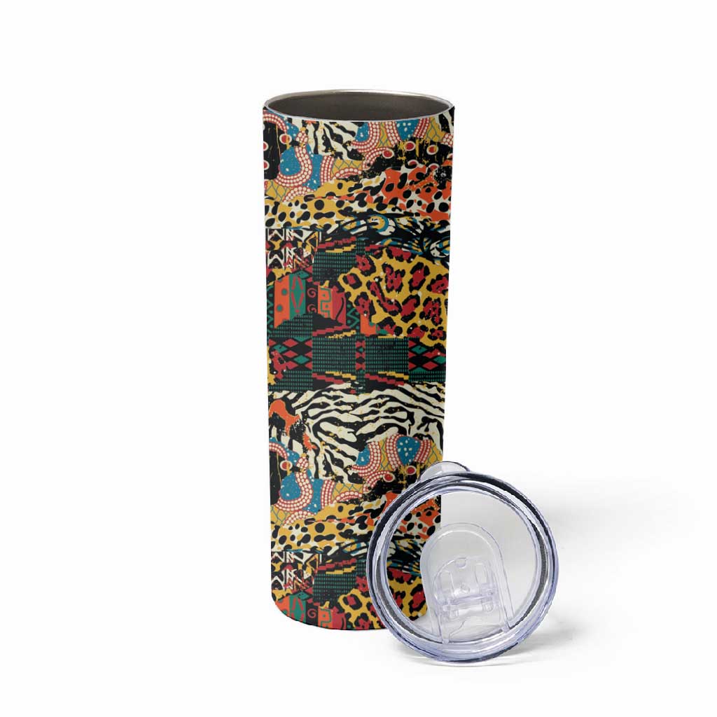 African Mixed Wild Animal Skins Skinny Tumbler
