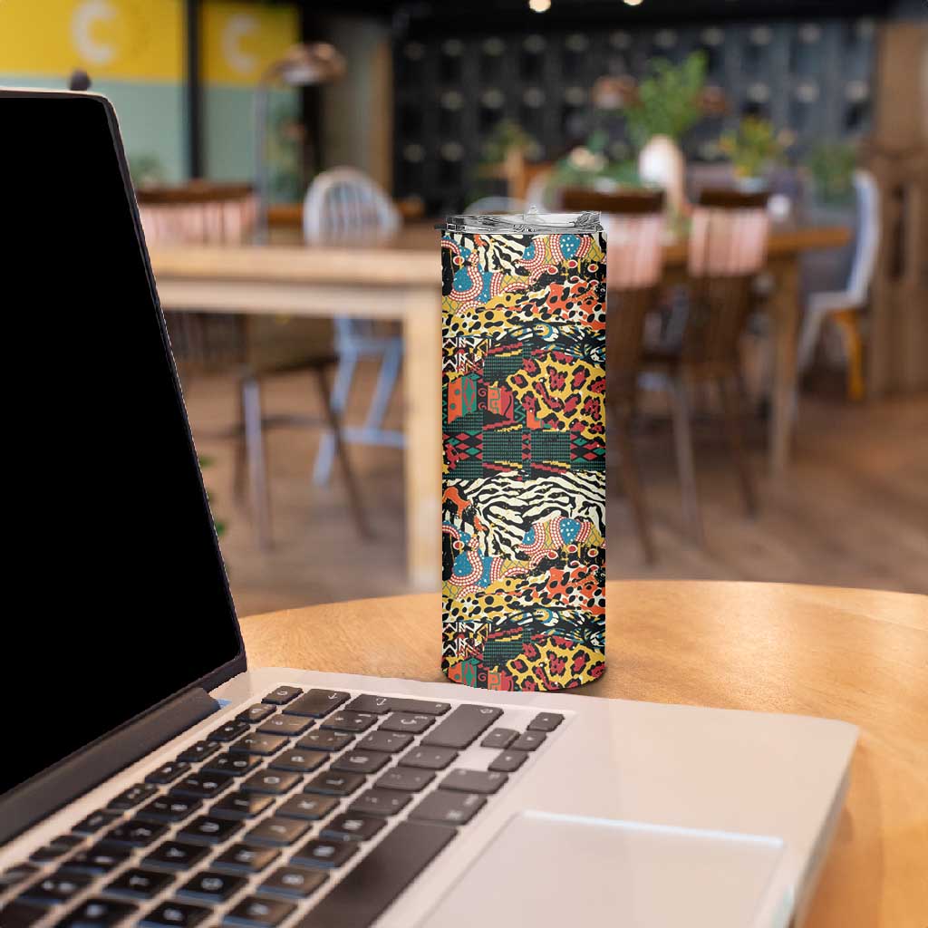 African Mixed Wild Animal Skins Skinny Tumbler