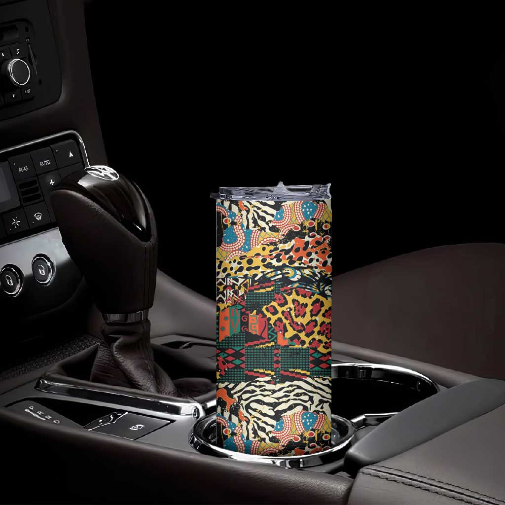 African Mixed Wild Animal Skins Skinny Tumbler