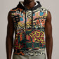 African Mixed Wild Animal Skins Sleeveless Hoodie - African Pride