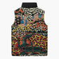 African Mixed Wild Animal Skins Sleeveless Puffer Jacket
