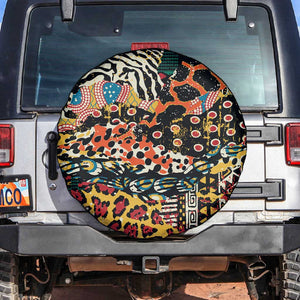 African Mixed Wild Animal Skins Spare Tire Cover