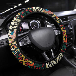African Mixed Wild Animal Skins Steering Wheel Cover