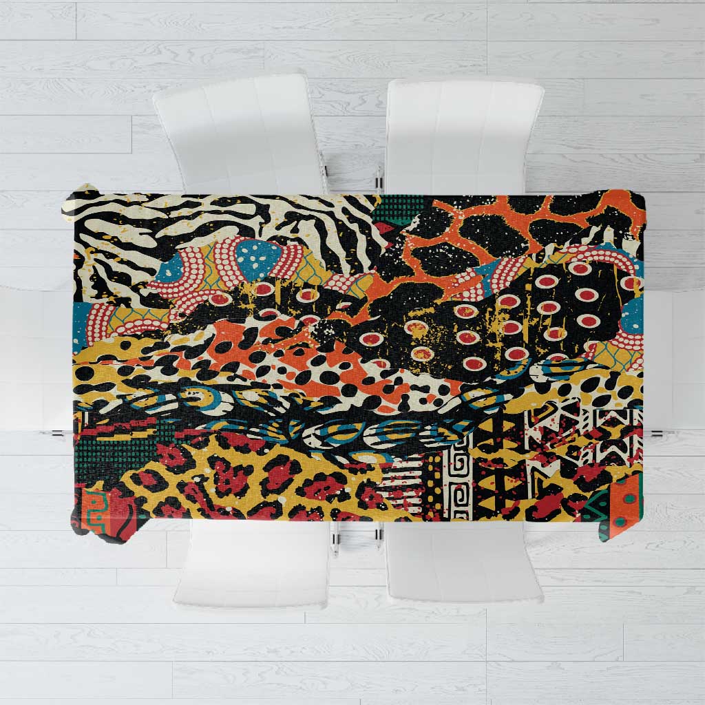African Mixed Wild Animal Skins Tablecloth