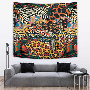 African Mixed Wild Animal Skins Tapestry
