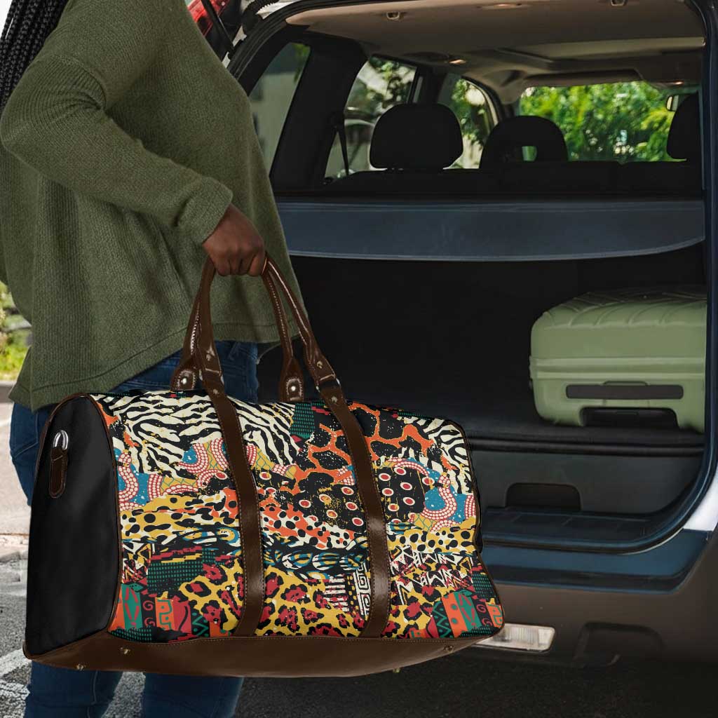 African Mixed Wild Animal Skins Travel Bag