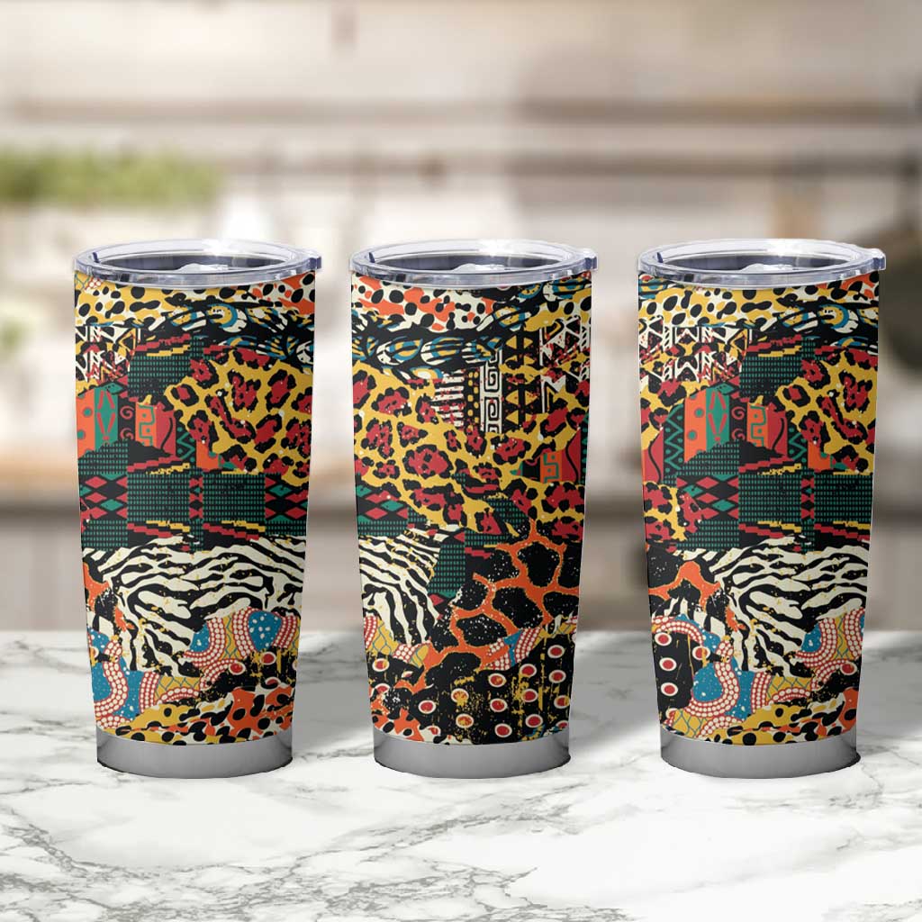 African Mixed Wild Animal Skins Tumbler Cup
