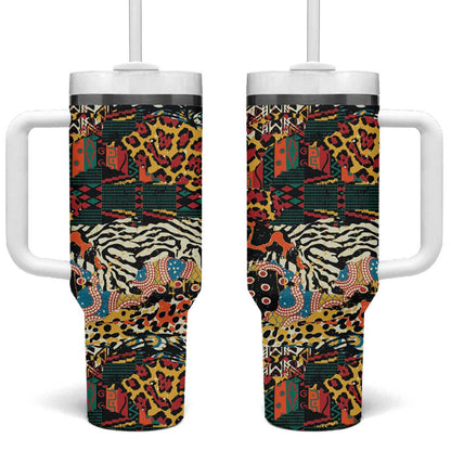 African Mixed Wild Animal Skins Tumbler With Handle