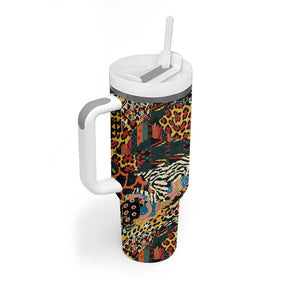 African Mixed Wild Animal Skins Tumbler With Handle