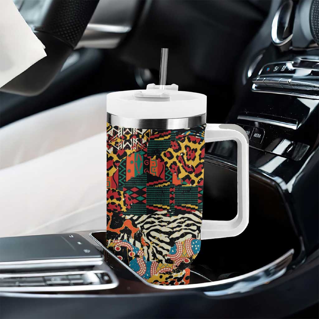 African Mixed Wild Animal Skins Tumbler With Handle