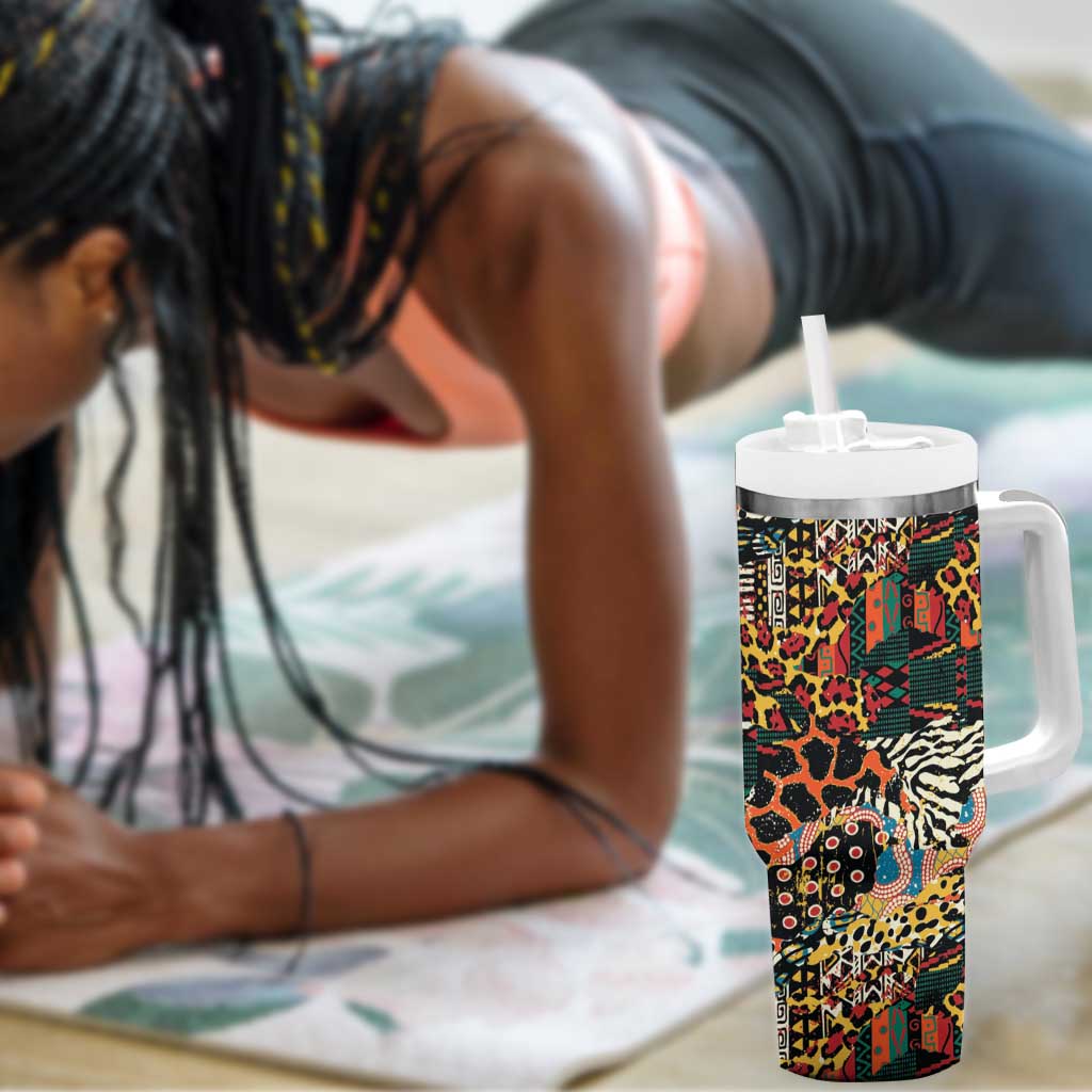 African Mixed Wild Animal Skins Tumbler With Handle