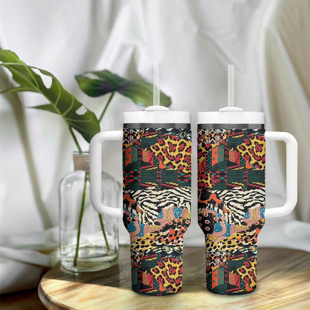 African Mixed Wild Animal Skins Tumbler With Handle