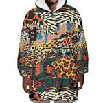 African Mixed Wild Animal Skins Wearable Blanket Hoodie