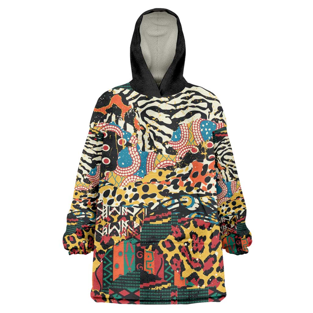 African Mixed Wild Animal Skins Wearable Blanket Hoodie