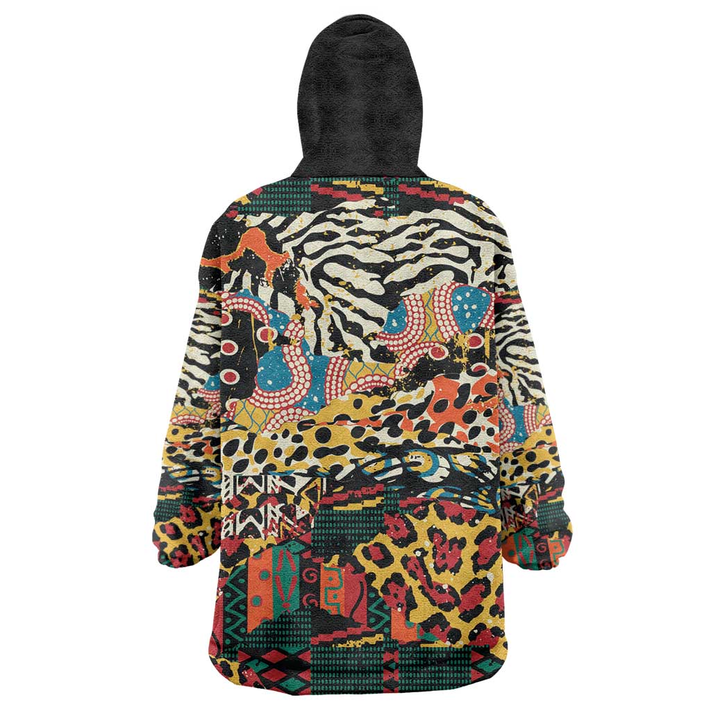 African Mixed Wild Animal Skins Wearable Blanket Hoodie