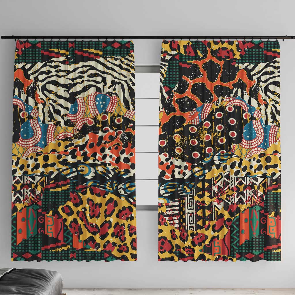 African Mixed Wild Animal Skins Window Curtain