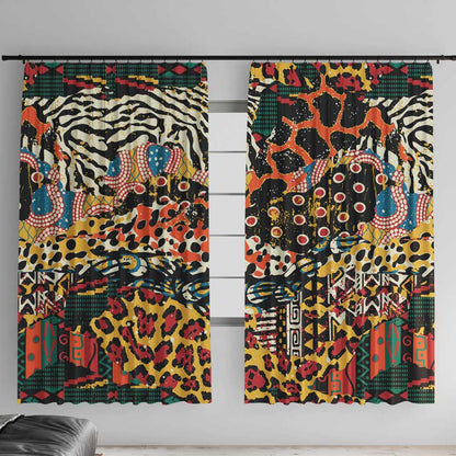 African Mixed Wild Animal Skins Window Curtain