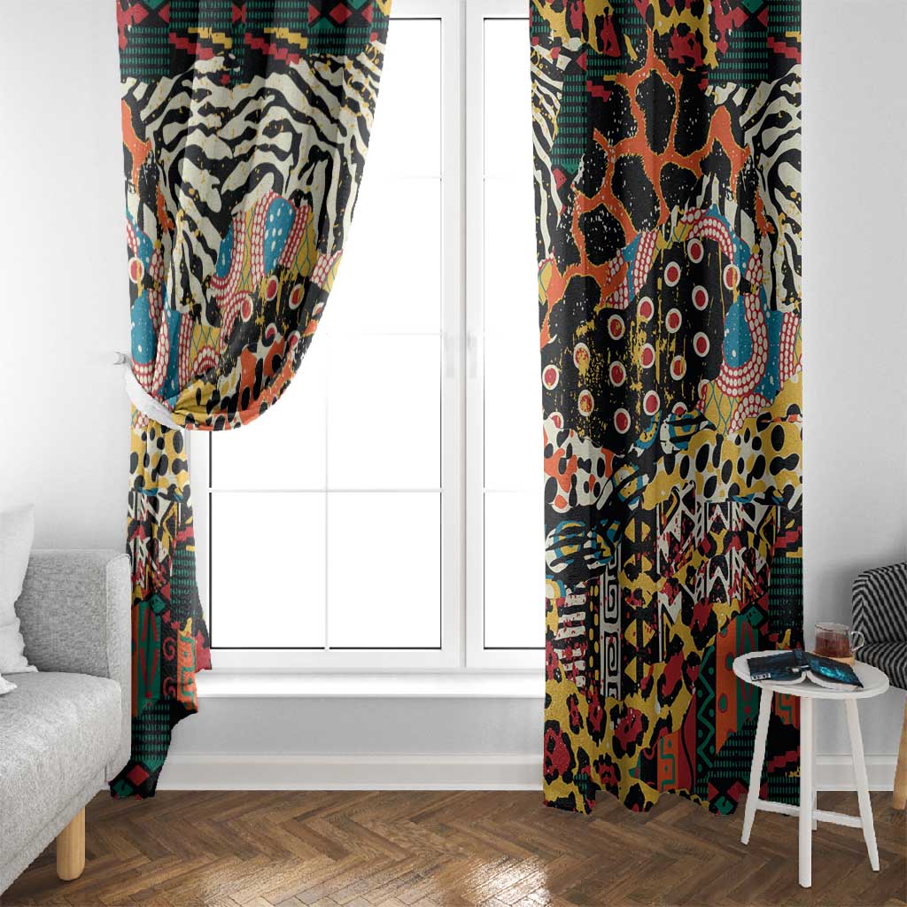 African Mixed Wild Animal Skins Window Curtain