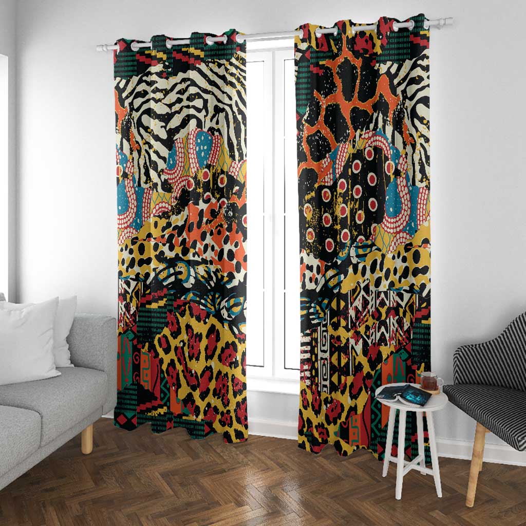 African Mixed Wild Animal Skins Window Curtain
