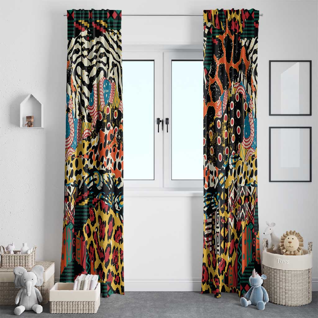 African Mixed Wild Animal Skins Window Curtain