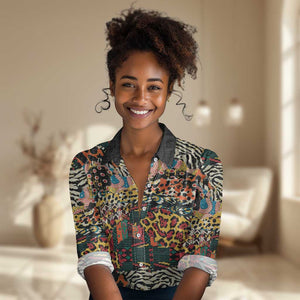 African Mixed Wild Animal Skins Women Casual Shirt LT9