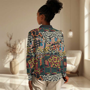 African Mixed Wild Animal Skins Women Casual Shirt LT9