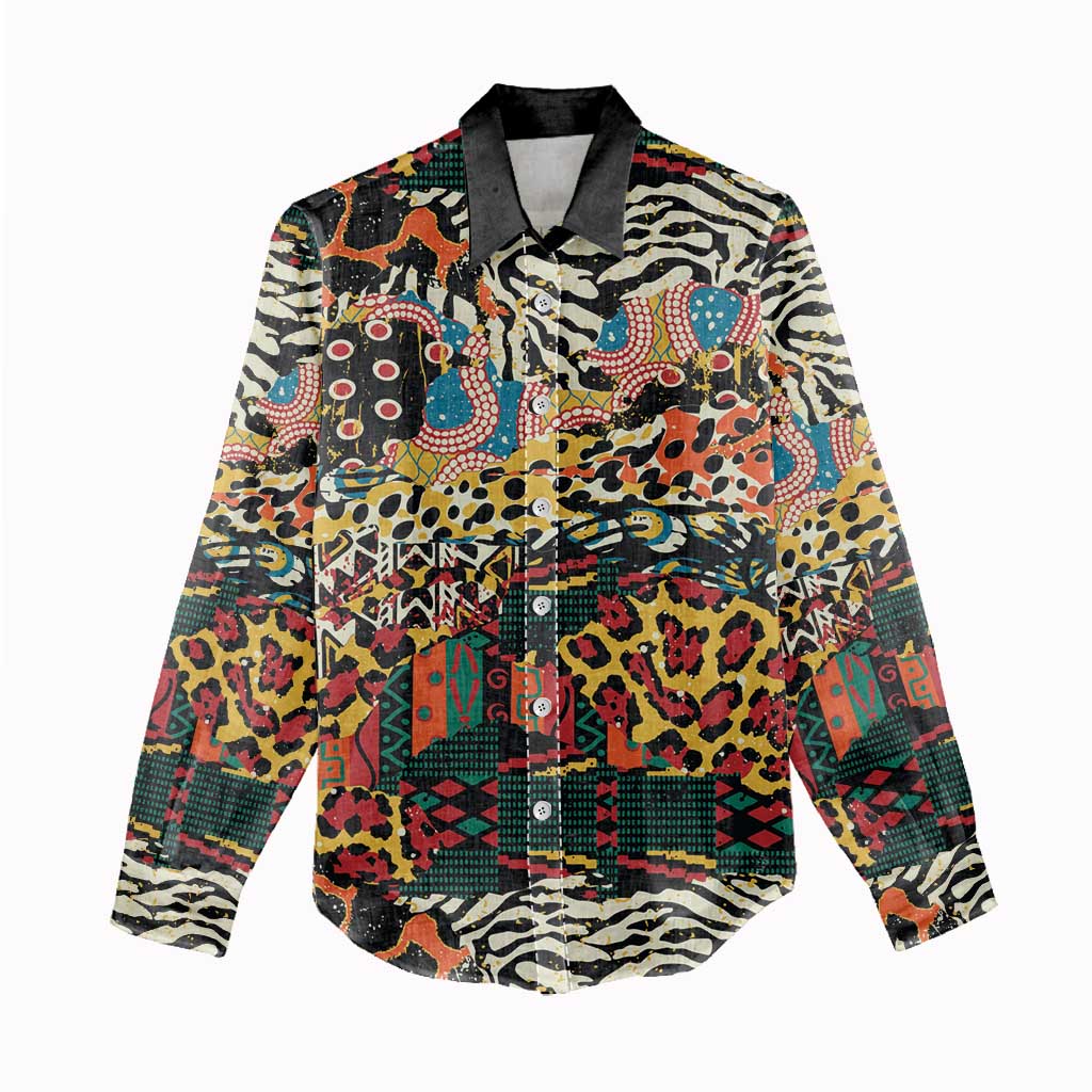 African Mixed Wild Animal Skins Women Casual Shirt LT9