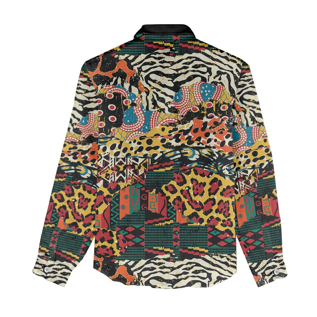 African Mixed Wild Animal Skins Women Casual Shirt LT9