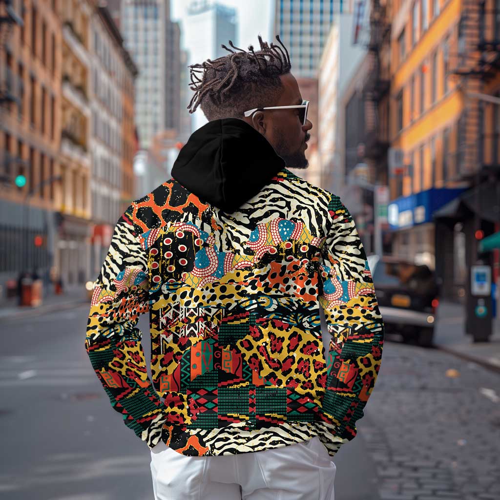 African Mixed Wild Animal Skins Zip Hoodie