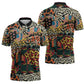 African Mixed Wild Animal Skins Zipper Polo Shirt