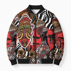 Beautiful African Women Ethnic Motifs Bomber Puffer Jacket