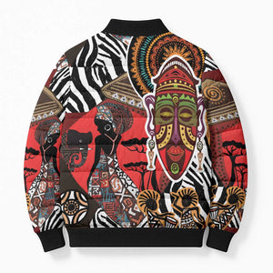 Beautiful African Women Ethnic Motifs Bomber Puffer Jacket