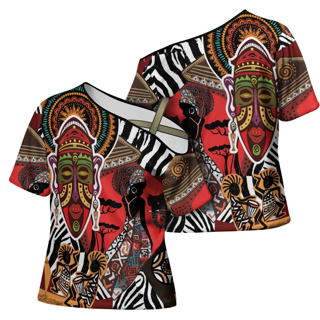 Beautiful African Women Ethnic Motifs Cross Shoulder Shirt
