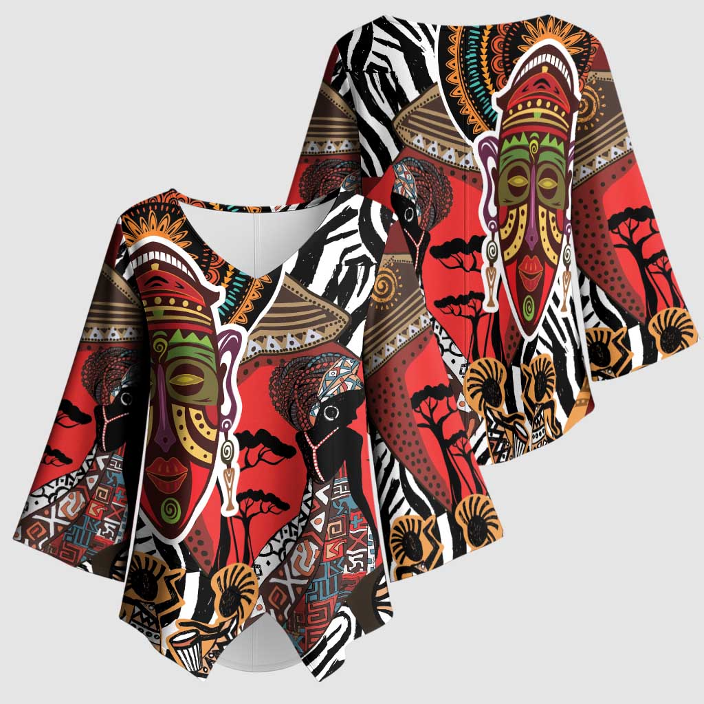 Beautiful African Women Ethnic Motifs Kimono Sleeve Blouse