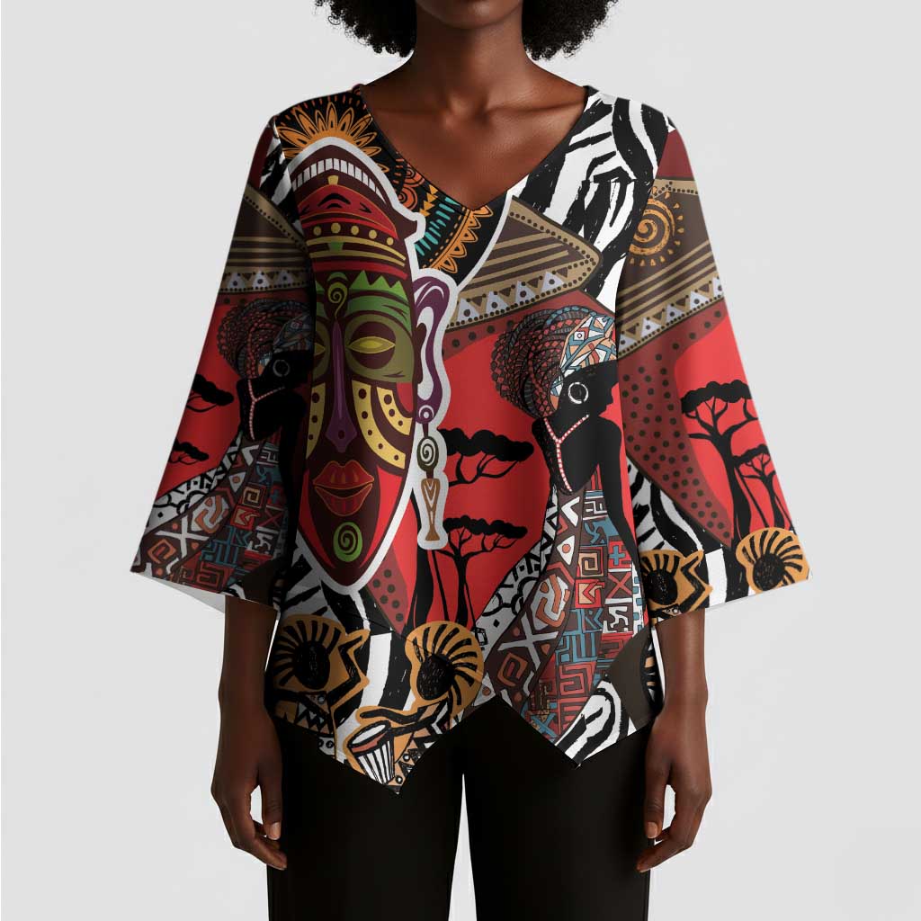 Beautiful African Women Ethnic Motifs Kimono Sleeve Blouse