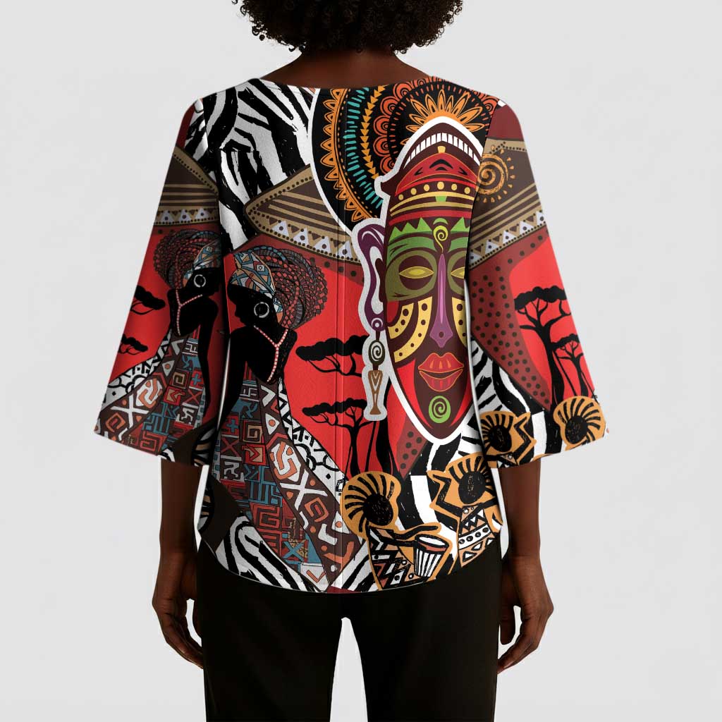 Beautiful African Women Ethnic Motifs Kimono Sleeve Blouse
