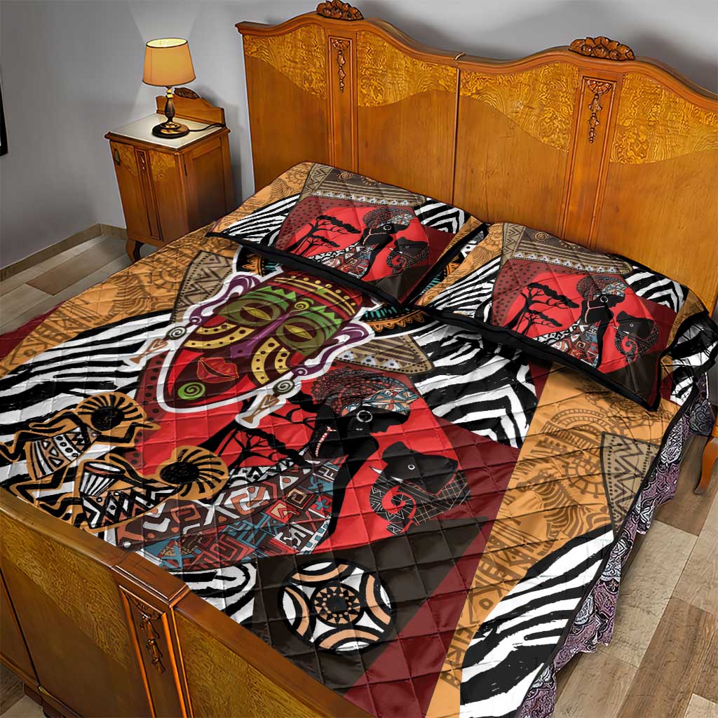 Beautiful African Women Ethnic Motifs Quilt Bed Set