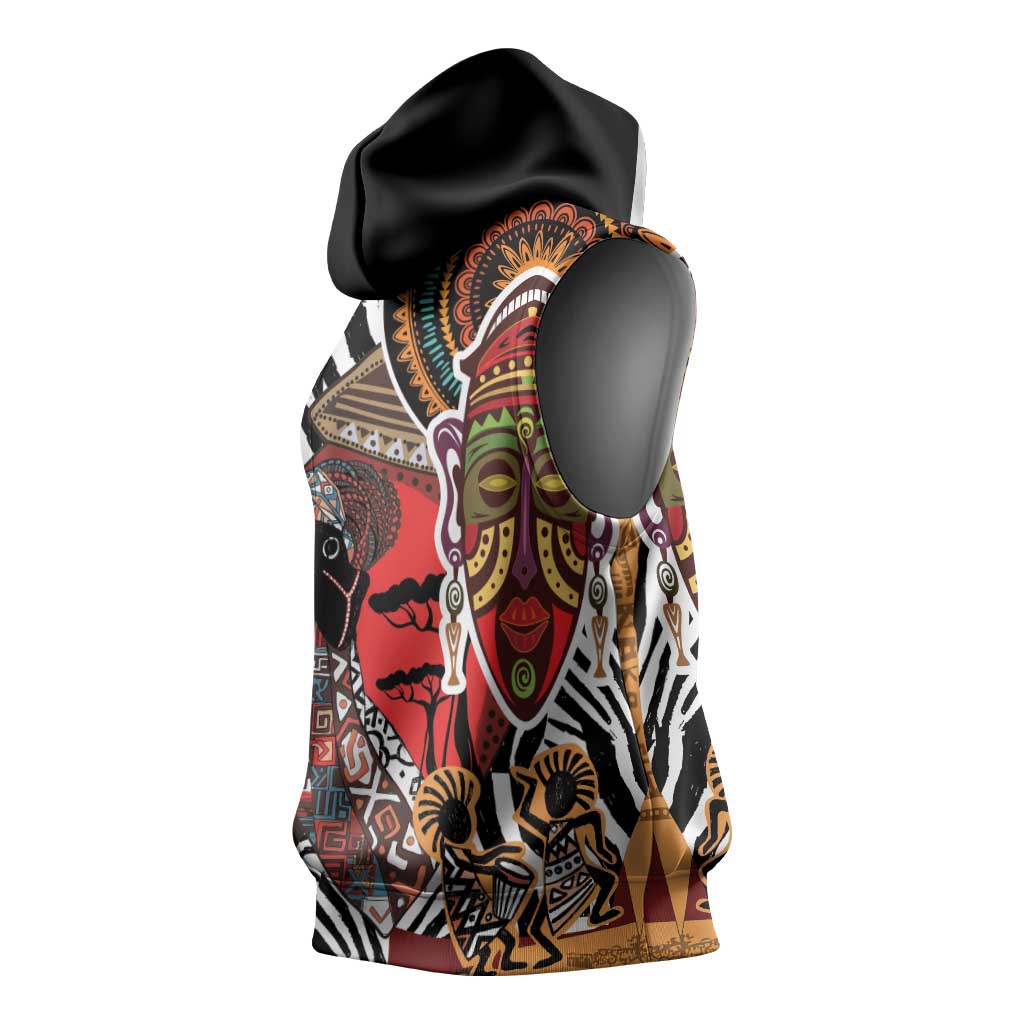 Beautiful African Women Ethnic Motifs Sleeveless Hoodie - African Pride