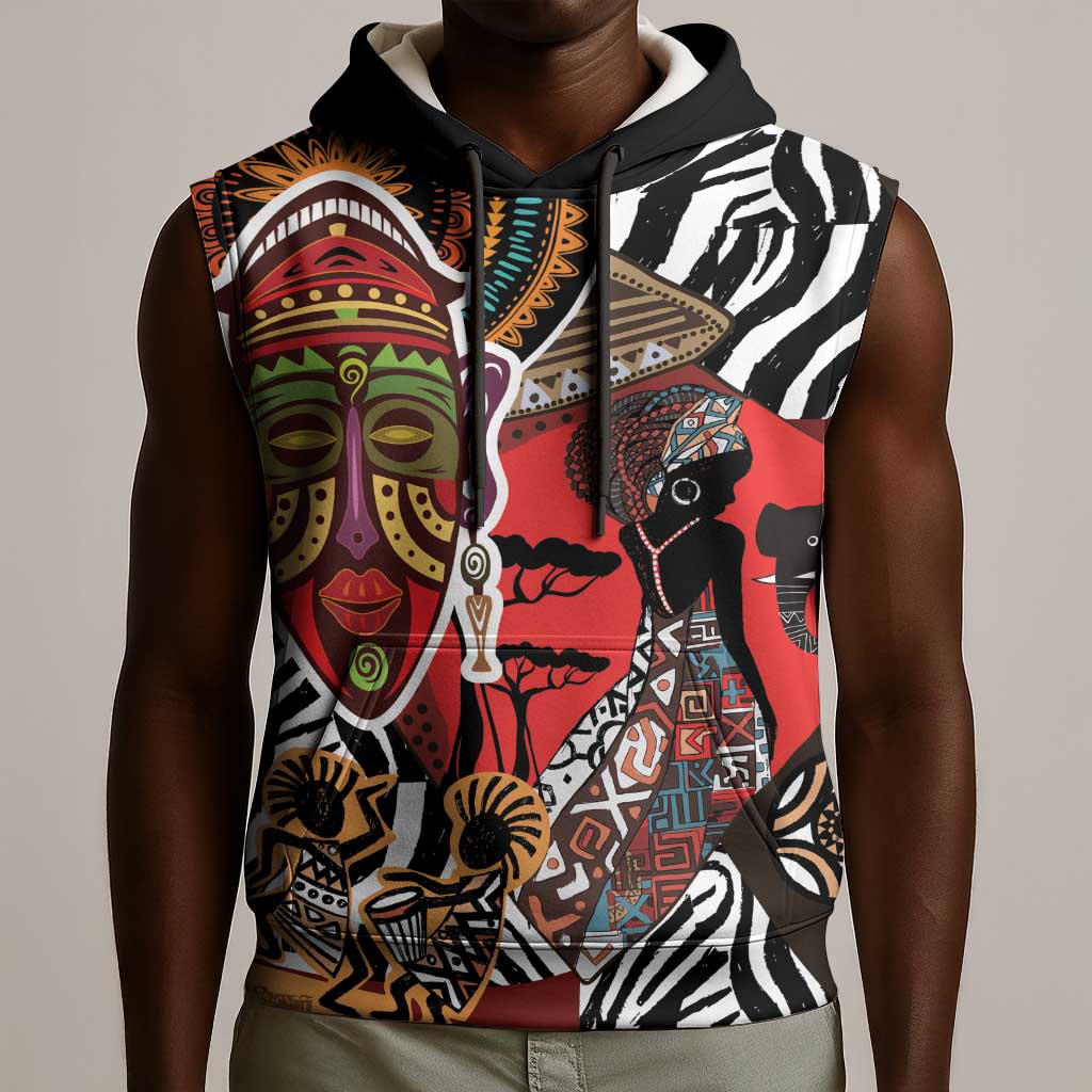 Beautiful African Women Ethnic Motifs Sleeveless Hoodie - African Pride