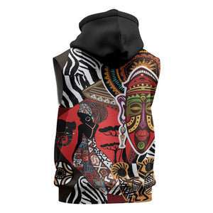 Beautiful African Women Ethnic Motifs Sleeveless Zip Hoodie - African Pride