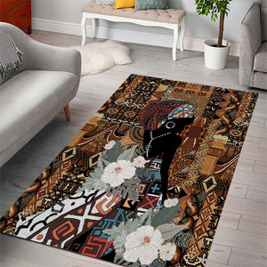 Beautiful Black Woman Area Rug African Tribal Pattern