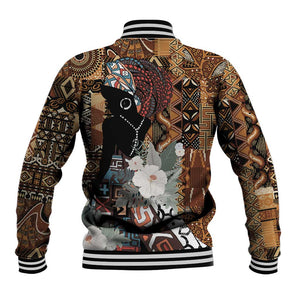 Beautiful Black Woman Baseball Jacket African Tribal Pattern