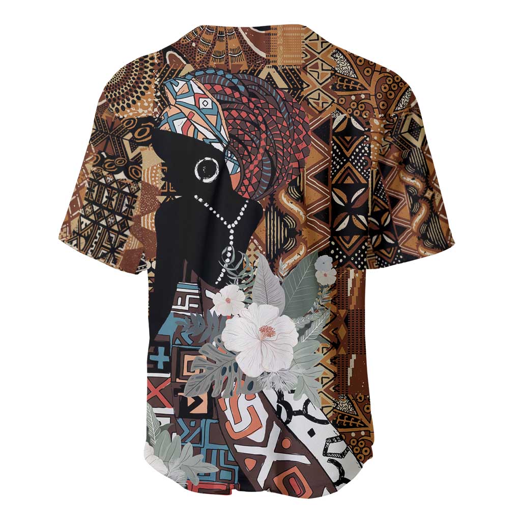 Beautiful Black Woman Baseball Jersey African Tribal Pattern