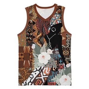 Beautiful Black Woman Basketball Jersey African Tribal Pattern - African Pride
